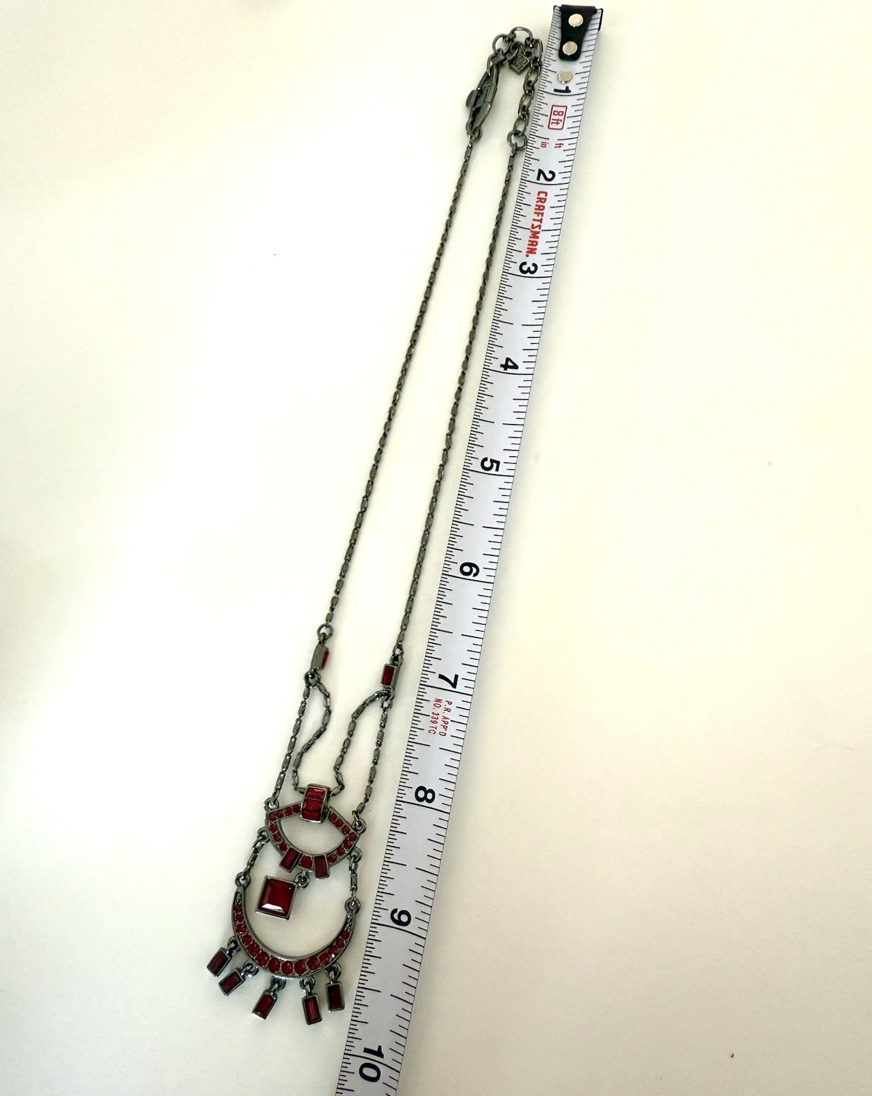 Ruby Red Givenchy Crystal Chandelier Drop Necklac… - image 11