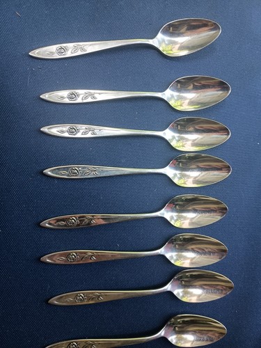 Oneida My Rose Set of 8 Teaspoons Spoons Community Stainless Flatware 6"