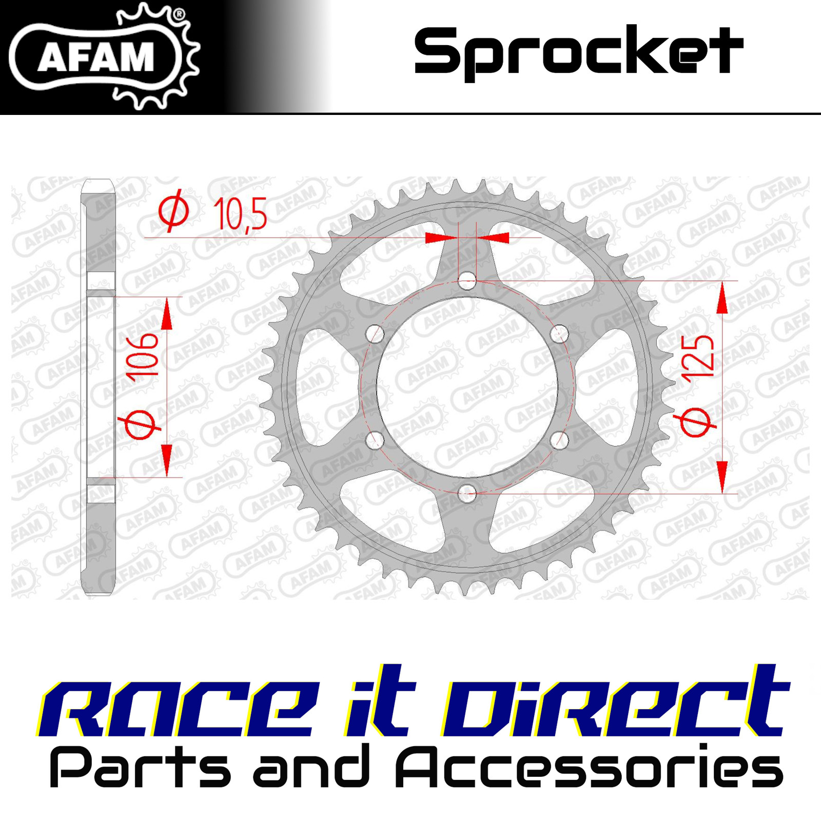 AFAM 86605-42 REAR STEEL 42T, 525