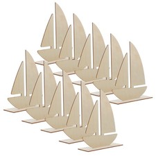 10 Pcs Diy Art Crafts Wood Sailboat Slices Boats Simple Blank Ornaments