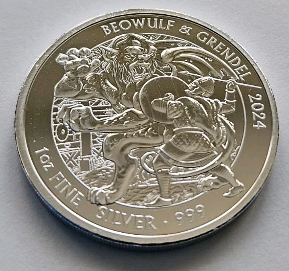 Moneda De Plata Pura 999, Beowulf & Grendel 2024/ S-Mitos Y Leyendas, 1 Oz, SC - Imagen 4 de 4
