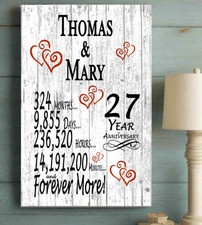 27 Year Anniversary Gift   Personalized 27th Anniversary Plaque with Custom Name
