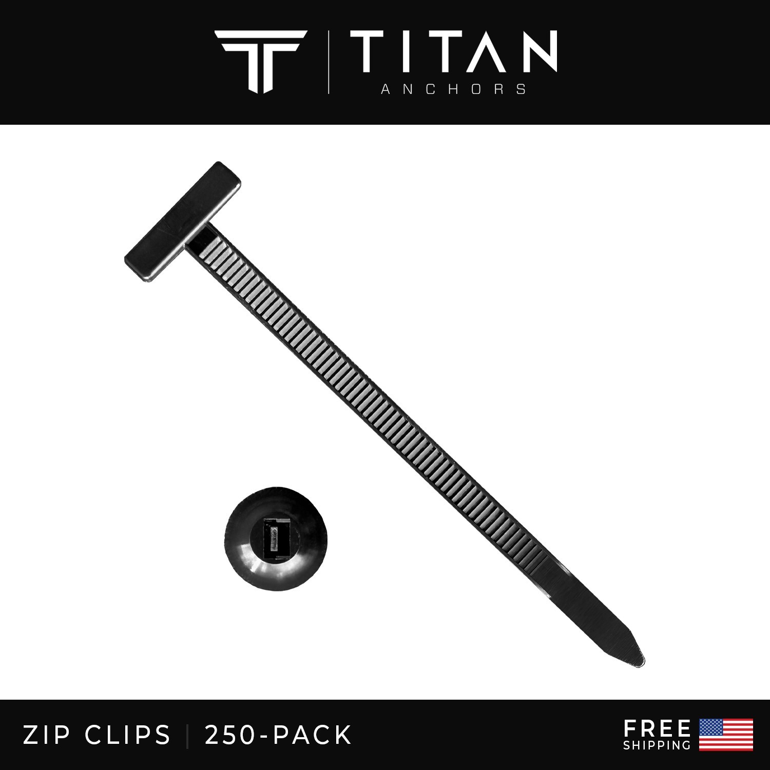 250-Pack Universal Black Button-Head Zip Ties | Clips and Fasteners Alternative