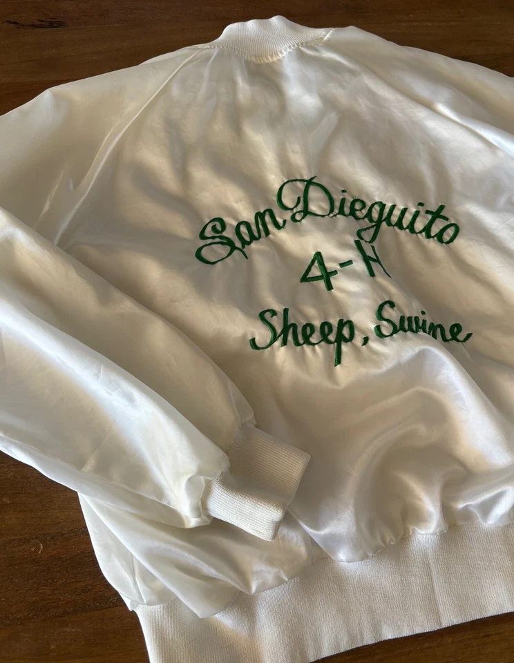 Винтажный Auburn Sportswear XL белый атласный Snap куртка 4-H овец свиней San Deguito - Изображение 4 из 4