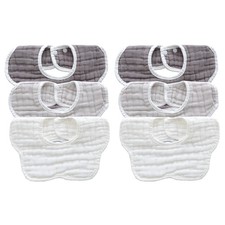 6 PCS Soft Cotton Muslin Baby Bibs Adjustable Snap Closure Newborn Absorbent