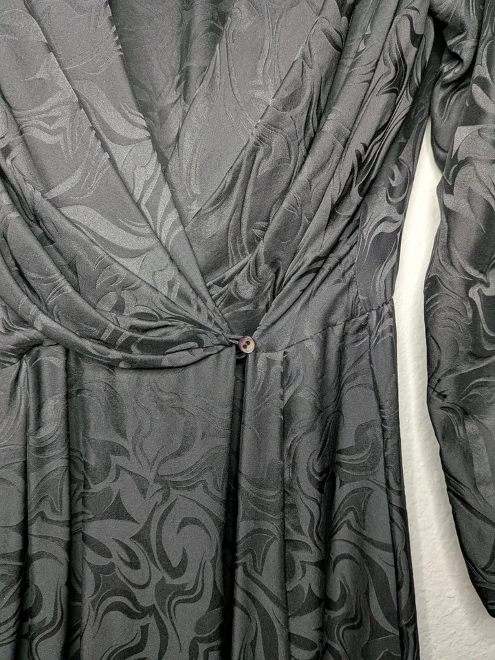 Vestido envolvente midi Argenti para mujer negro jacquard seda Old Money Yacht Gala 10 M Foto 3 de 4