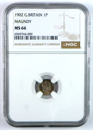 1902 Great Britain Sterling Silver 1 Penny - NGC MS 66 - Maundy - Edward VII