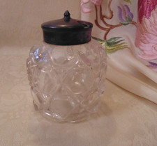 Antique EAPG Columbia Glass Mustard Jar Henrietta Star Hexagon 1800's