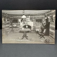 Postcard Vtg RPPC Interior Of Old Matt’s Cabin Shepherd Of The Hills (PC0073)