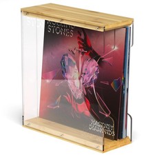 Vinyl Record Display Storage Holder: Acrylic Solid Wood Records Organizer Rac...