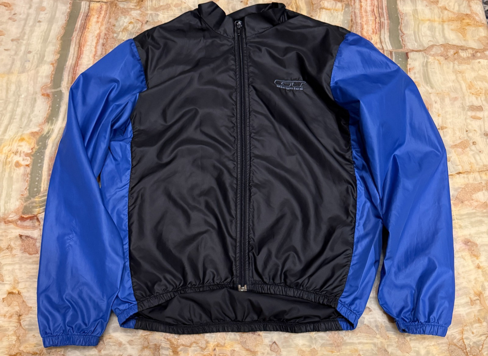 S Mens Mountain Cycling Jacket Blue Black Thermal Zip Up Lar