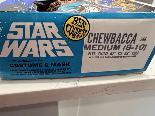 Chewbacca Mask And Costume By Ben Cooper Vintage Star Wars HTF Rare Halloween M - Picture 2 of 11