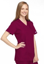 Wine Cherokee Scrubs Workwear Originals Mock Wrap Top 4801 WINW