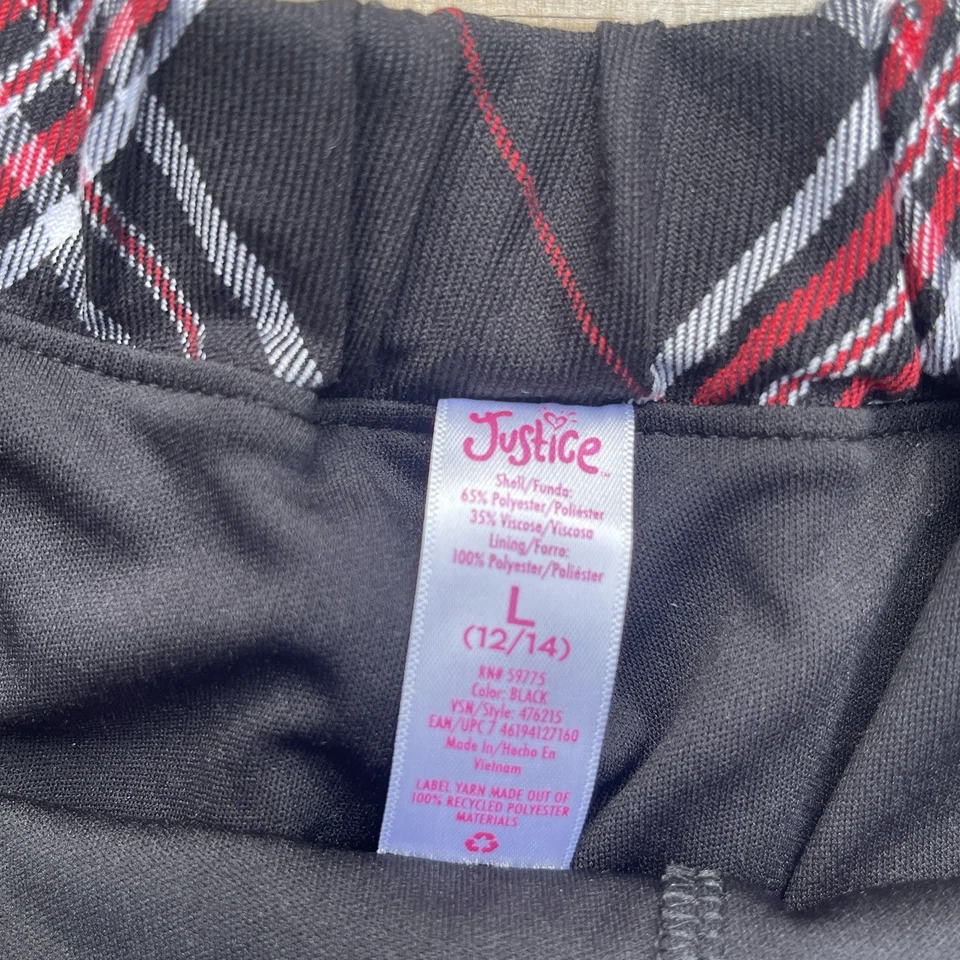 Falda plisada a cuadros negra roja Justice Girls acento con hebilla L (12/14) Foto 4 de 4