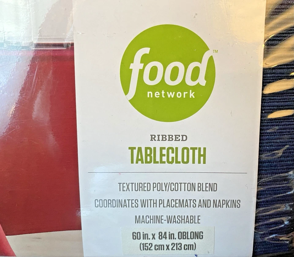 Food Network Indigo Blue Ribbed Oblong Tablecloth 60x84 Inches New With Tags - Image 3 of 4