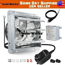7/10/12/14 Inch Wall Mounted Shutter Exhaust Fan w/ Thermostat &Speed Controller