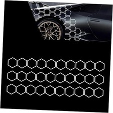 Car Honeycomb Graphics Stickers, Hexagon Reflective Waterproof 30 PCS White