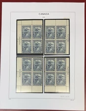 Canada, 1933-1934, Scott #202, 204, 208, 210, Lot of Plate Blocks, Mint, N.H./H.