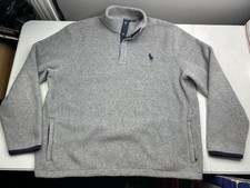 POLO GOLF RALPH LAUREN 90's 1/4 Snap Fleece Jacket XXL Gray Polyester Drawcord