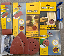 JOB LOT OF VARIOUS FLEXOVIT SANDING PADS/SHEETS WITH CLAMP AND SAFTETY GLASSES