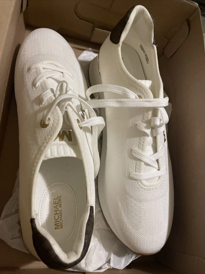 Michael Kors Monique Knit Running Trainer Sneakers Size 11, White - Image 4 of 4