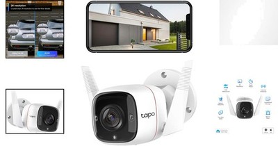 Tapo TP-Link 2K Security Camera Outdoor Wired,  Weatherproof, 2K, White