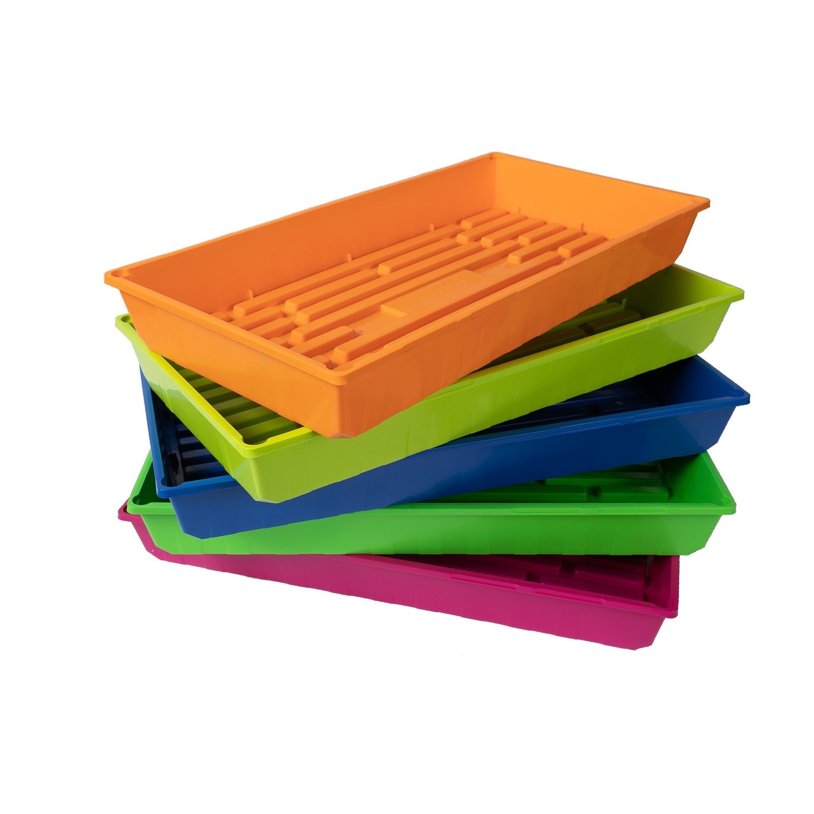 SUNPACK 10" x 20" Mega Plastic Seeding Tray, Multiple Colors, 2.5" (Pack of 5)