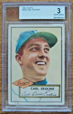 1952 Topps BVG 3 VG #250 Carl Erskine Brooklyn Dodgers (no creases)