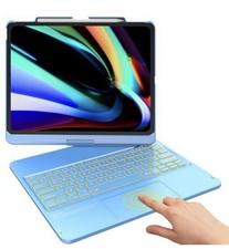 360 Rotatable Keyboard Case w/ Trackpad for iPad Air/Pro 13"/12.9" - Light Blue