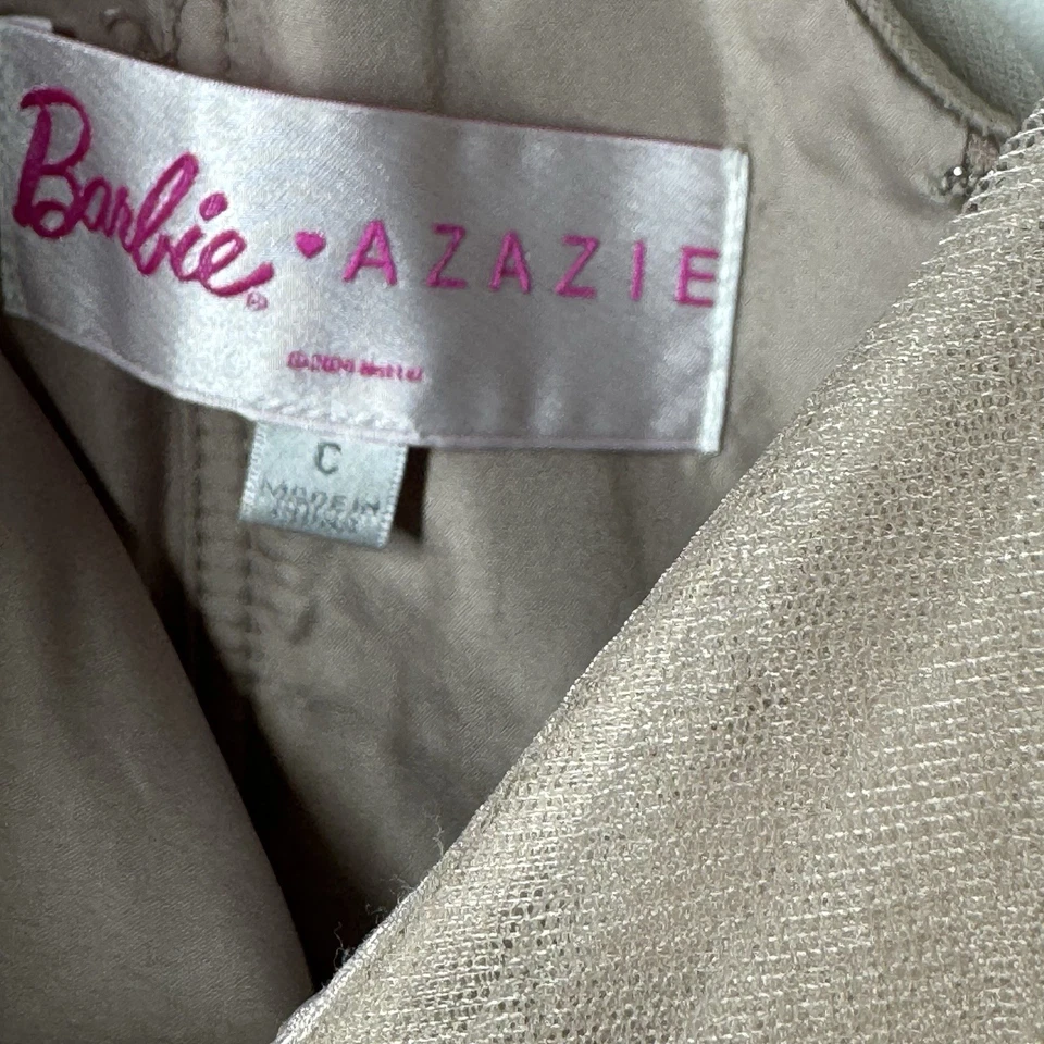 Barbie Colección Azazie 1035 Vestido Taupe Tamaño Personalizado Busto 42” Cintura 36” Pequeño Foto 2 de 4