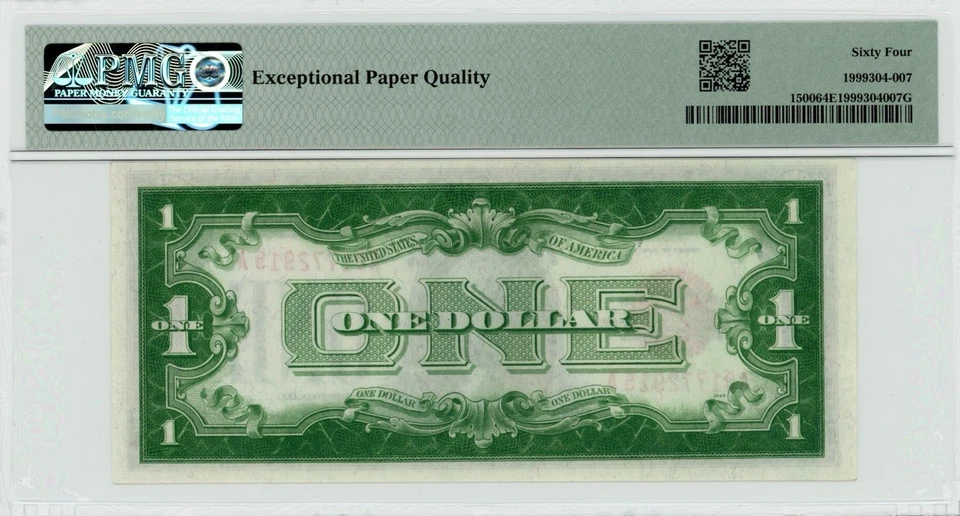 1928 $1 Legal Tender /US Note~FR 1500~PMG 64 EPQ ~ Red Seal Funnyback - Image 2 of 2