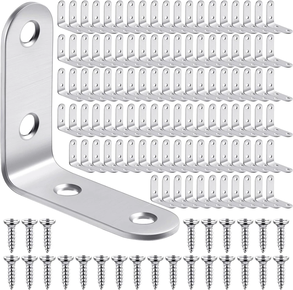 Versatile Heavy-Duty Corner Brace 100-Pack - 1.97" Stainless Steel Brackets - Image 3 of 4