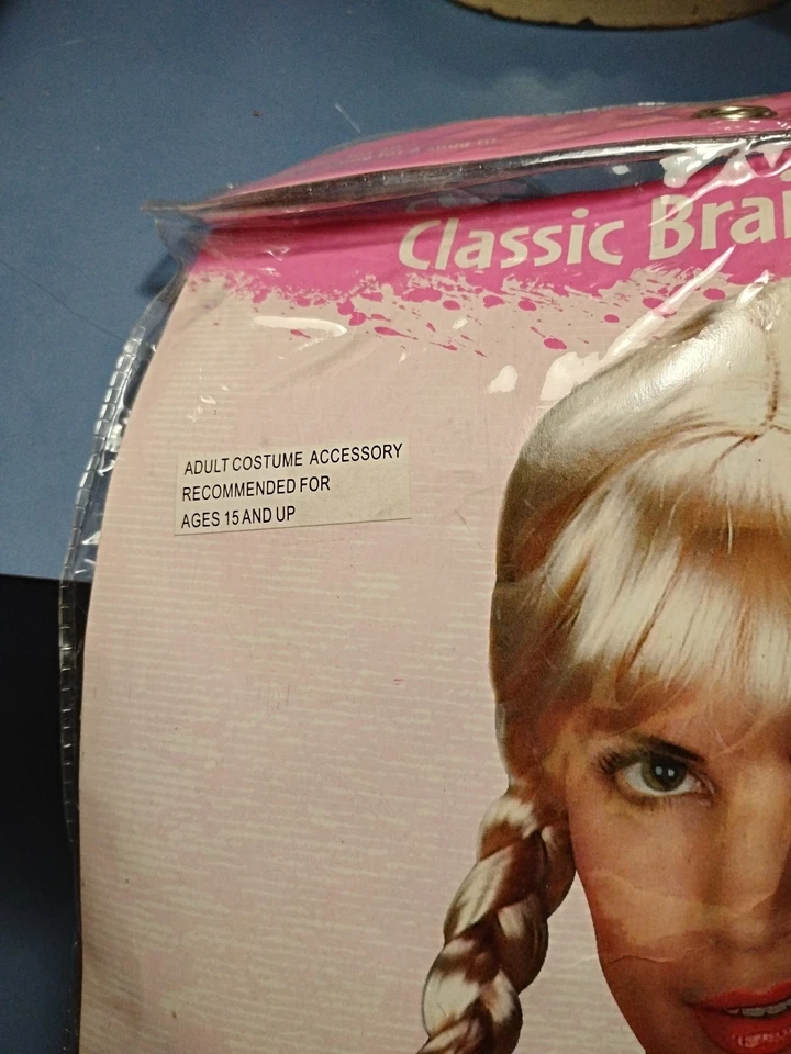 Divertida Peluca Trenzas Clásica Mundial Larga Rubia Para Mujer Halloween Juegos con disfraces Teatral Foto 4 de 4