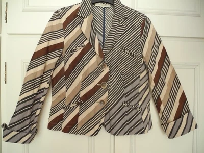 Veste GERARD DAREL 44 jeu de rayures gris marron crème beige noir - Photo 1/4