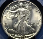 1936 WALKING LIBERTY HALF PCGS MS 65 SILVERY WHITE WITH THE FAINTEST BLUSH,