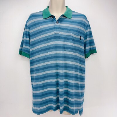 Paul Smith Polo Shirt Blue Men's Large Stripe Cotton PSJ