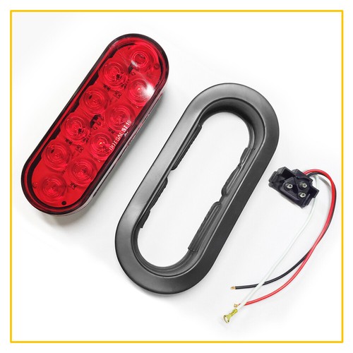 2Pcs 6" Oval LED Truck Trailer Stop/Turn/Tail Brake Light Mount Sealed Super Red - Picture 10 of 12