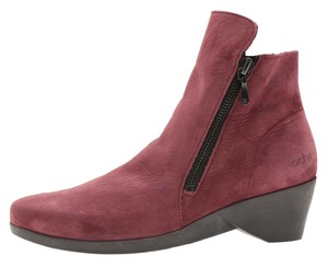 berry suede boots