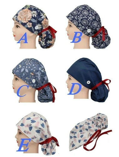 *USA SELLER* Cotton Nurse Working Hats With Button Ponytail Surgical Head Cap