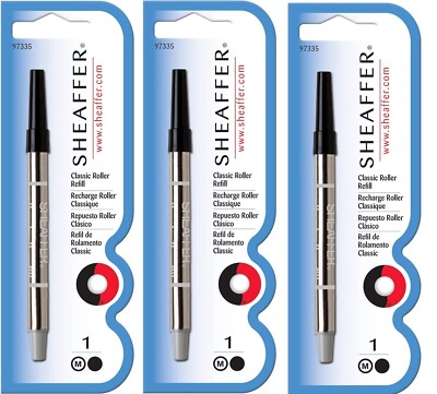 Sheaffer Classic Rollerball Pen Refills. 3 Pack, Black Medium - Prelude & Legacy
