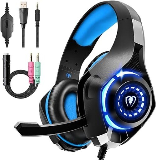Gaming Headset for PS4 PS5 Xbox One Switch PC with Noise Canceling Mic, Deep Bas-image