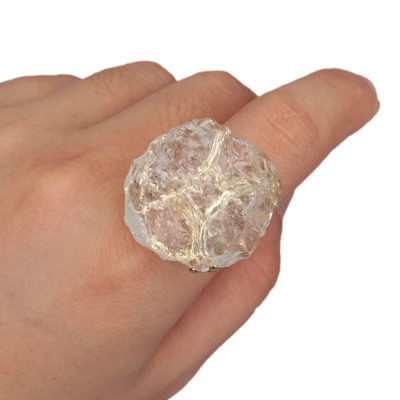 Natural Clear Rough Quartz Druzy Raw Rings Gold Electroplate Resizable Size