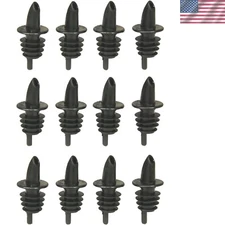 Precision Pouring Tools: 12 Black Plastic Free Flow Pourers for Cocktails