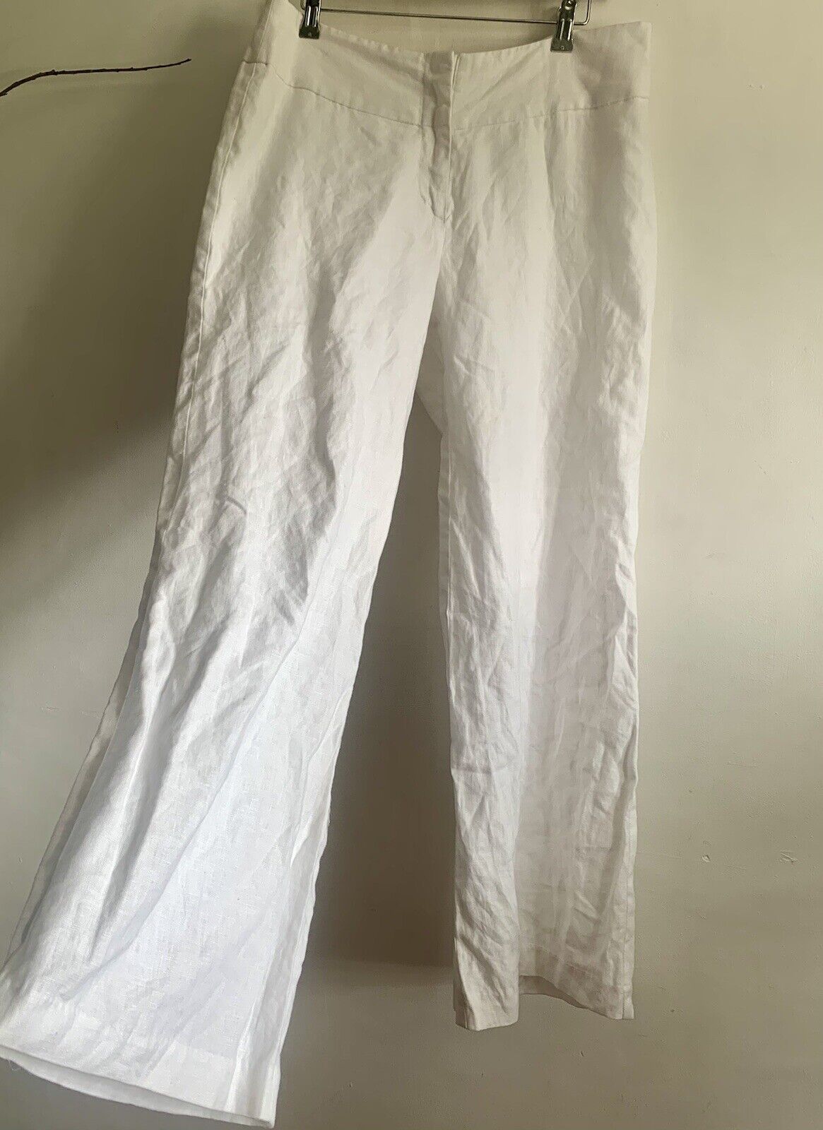 ATMOSPHERE WHITE LINEN LOW  RISE WIDE LEG TROUSERS PANTS SIZE:14/42