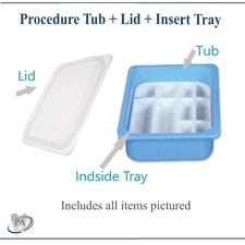 Dental Procedure Tub,  Insert Tray Tub Lid Cover, Operation Tubs,  Complete Set