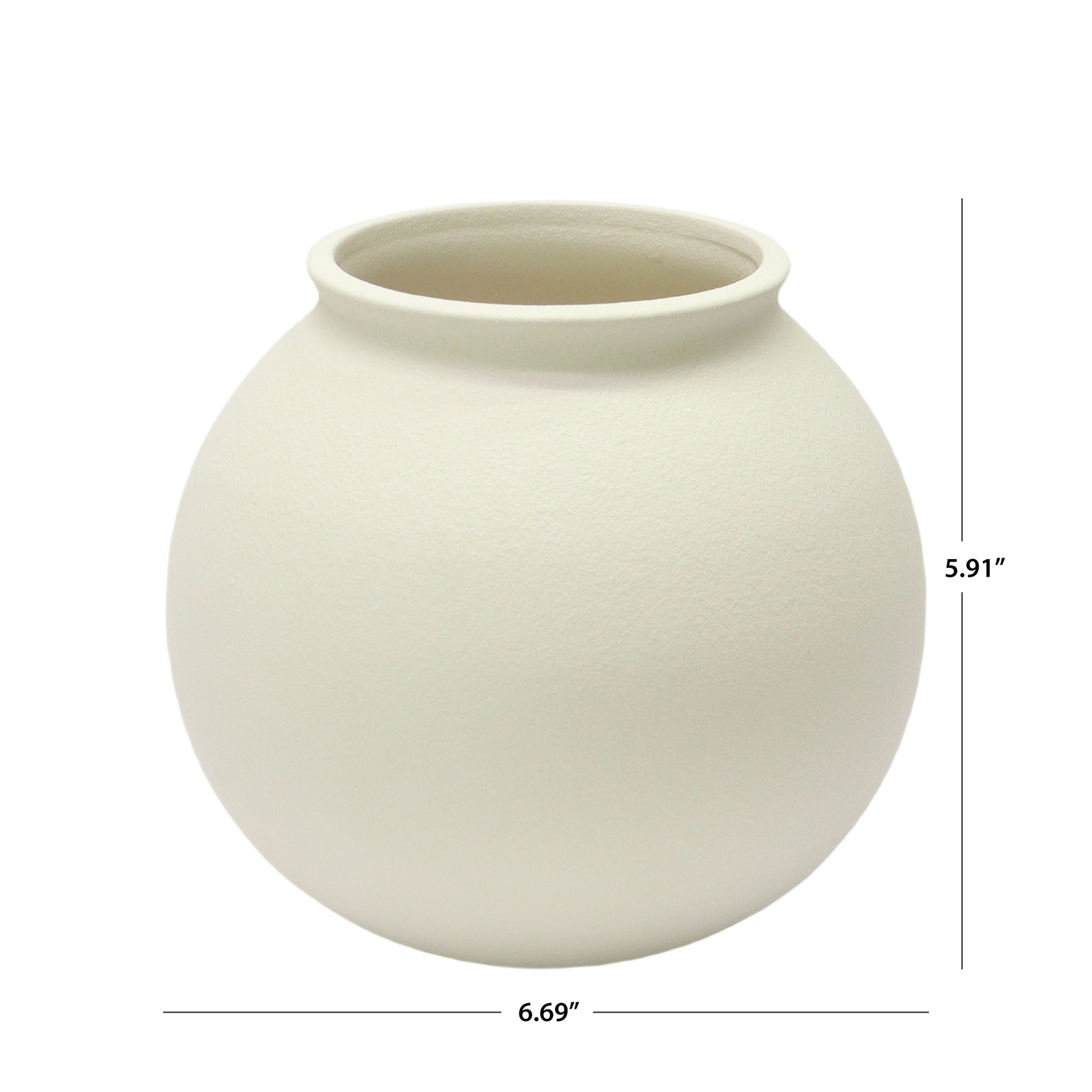 Better Homes & Gardens Matte Ceramic Round Vase, 5.9", Natural Beige White