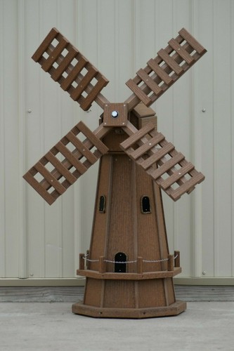 46" Octagon Poly Dutch Windmill,  Antique Mahogany Wood Looking Windmills - Picture 1 of 2