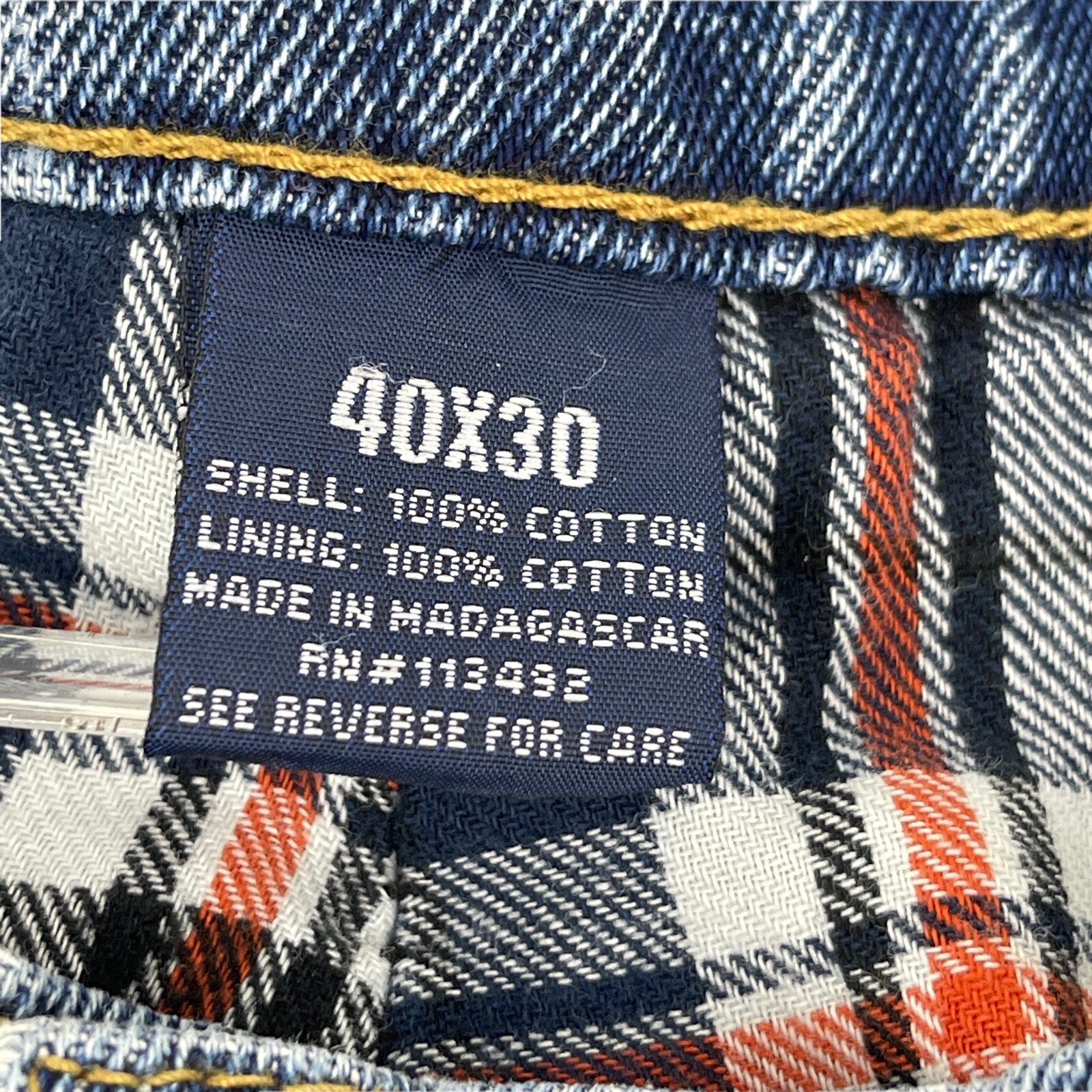 RK Brand Warm Plaid Blanket Lined Jeans Size 40X30 Medium Denim Wash Mens 38X30 image 9