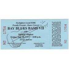 SHAKIN' SNAKES Concert Ticket Stub NORTH BEND OR 7/25/97 BAY BLUES BASH VII Rare