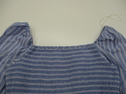 Neu XHILARATION Crop Top Damen Gr. XL Baumwolle offen Rüschen blau gestreift Bluse - Bild 2 von 7
